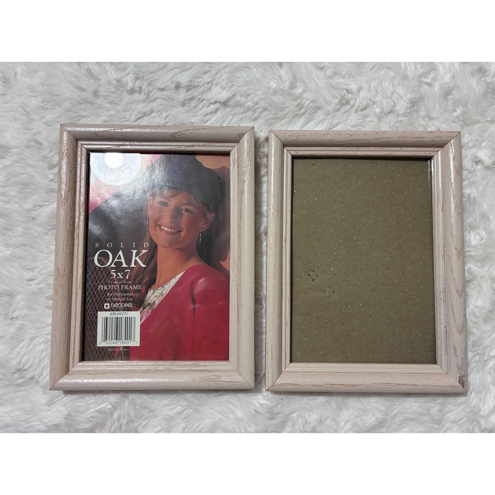 Vintage Solid Oak 5x7 Photo Frame Set of 2 Whitewash Wood